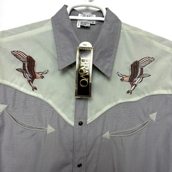 Bravo Rodeo Cowboy Shirt Western Pearl Snaps Embroidered Eagles Vintage NWT - Picture 5 of 11